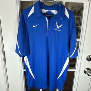 Nike Royal Blue and White Air Force Polo Large